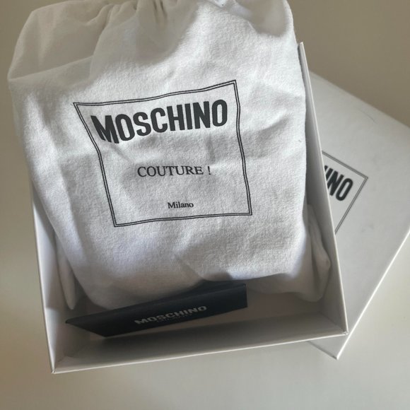 NWT Silver Moschino logo tape belt 30inch waist - Picture 5 of 7